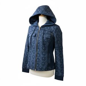 Floral, blue hooded jacket, Ashley Hoodie S